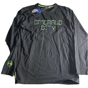 Seattle Sounders MLS FC Black Shadow Heavy Long Sleeve T-Shirt Size Medium